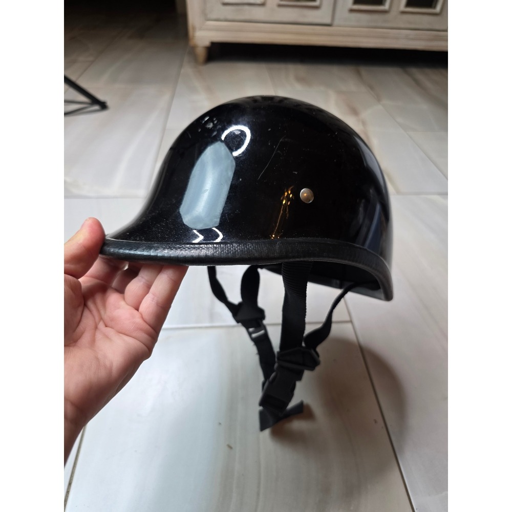 Black Novelty Half Shell Helmet Collector Item Costume Prop Non-DOT Glossy E1